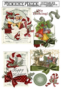 Cuttable. vintage  santa christmas greetings tags  bows, A4, min
